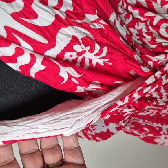 Merona Red White Print Maxi Dress 100% Cotton Sleeveless V Neck Sz 4 - Picture 7 of 11